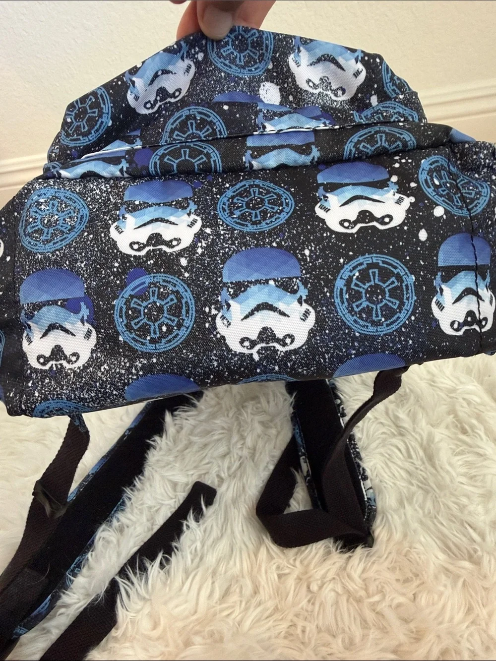 Kipling Kid’s Seoul S Black and Blue Stormtrooper Print Backpack